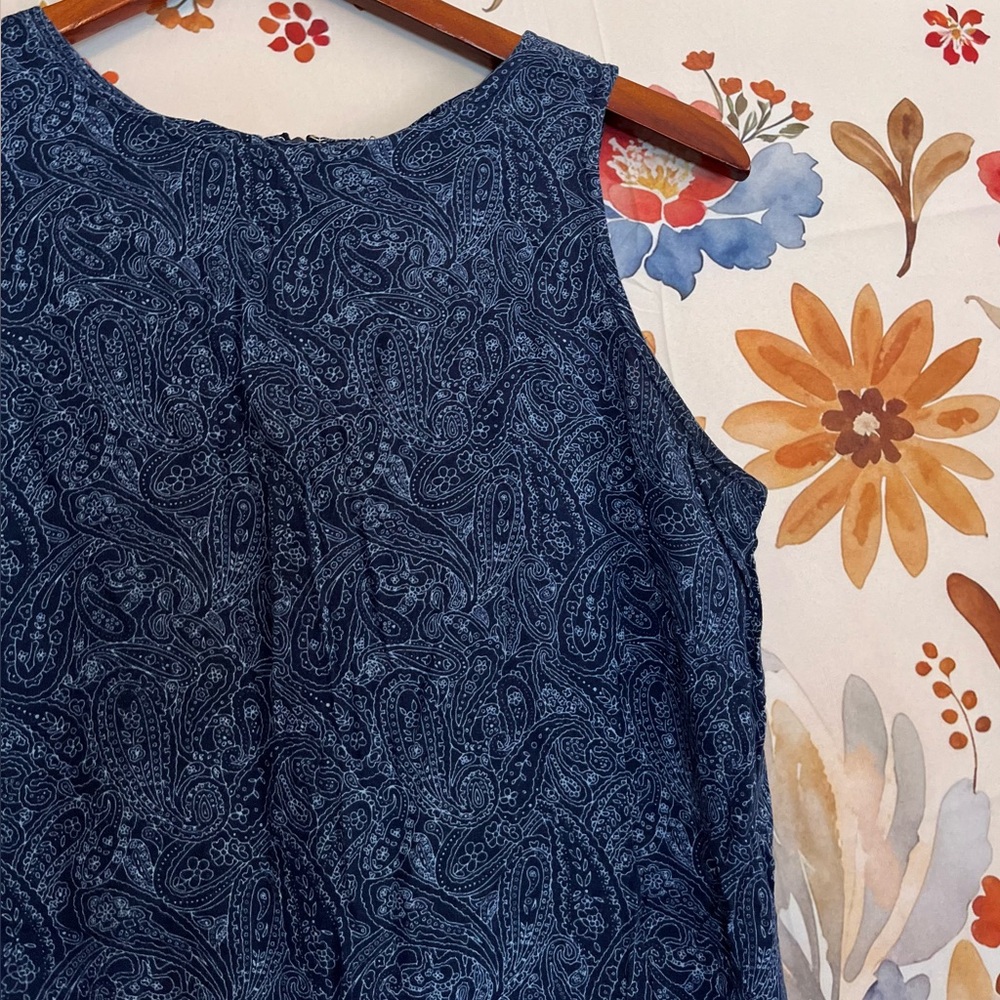 VTG 90s JR Bentley Women’s 6 Blue Paisley Sleeveless Midwest Maxi Dress Spring